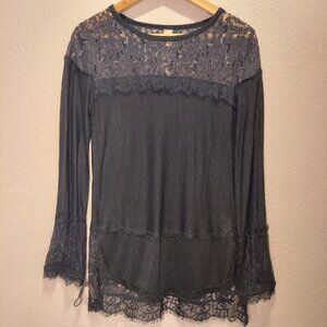Free People New Romantics Long Sleeve Lace Top Green Size XS